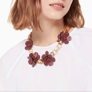 KATE SPADE “blooming bling” leather statement necklace